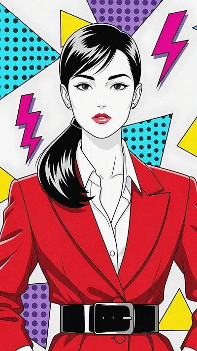 Neon Power Suit Girl Retro Pop Anime