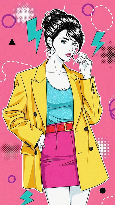 Neon Power Fashion Girl Retro Anime Pop
