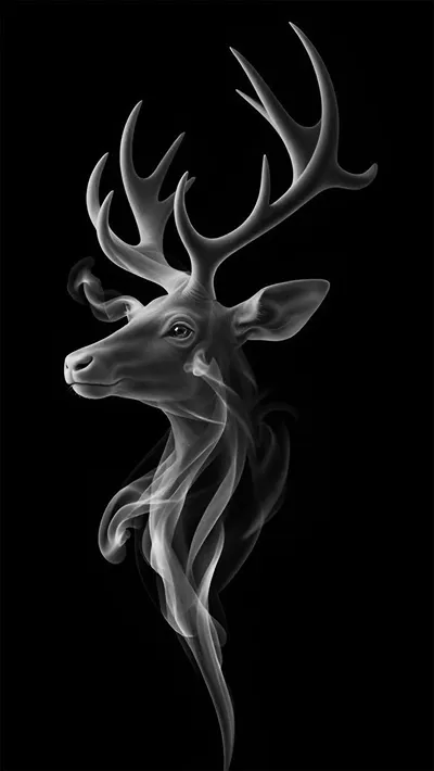 Mystical Smoke Deer Art full hd wallpaper