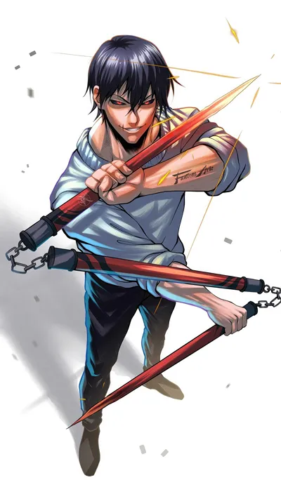 Anime Warrior Dual Blade Wallpaper 4K  Action Fighter HD Background