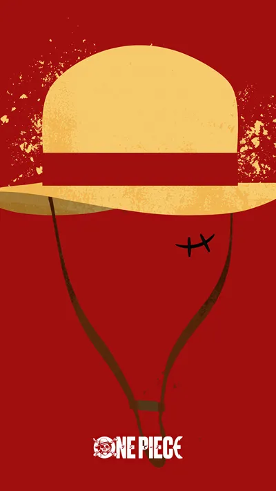 One Piece Luffy Straw Hat Minimal Wallpaper 4K Anime Red Aesthetic Background