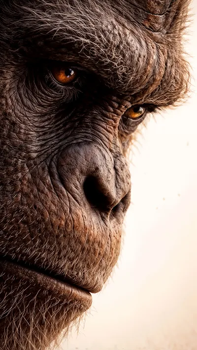 Wise Ape Face 4K Wallpaper Realistic Gorilla Close-Up Animal Portrait