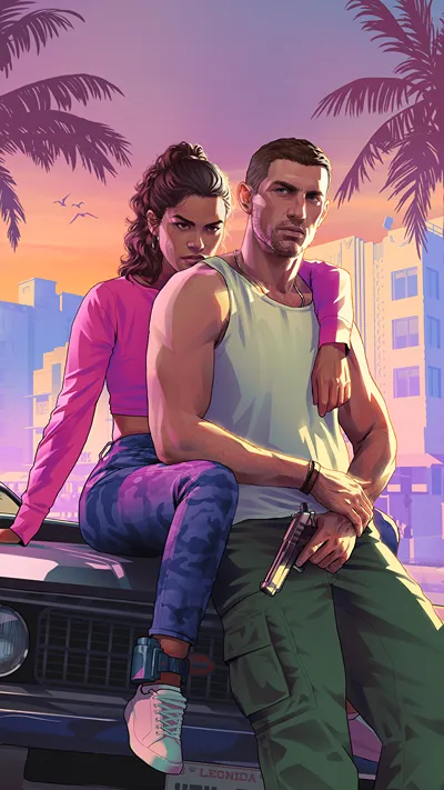 GTA VI Style Character Duo Background