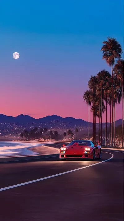 GTA 6 Sunset Supercar Beach Road 4K Wallpaper