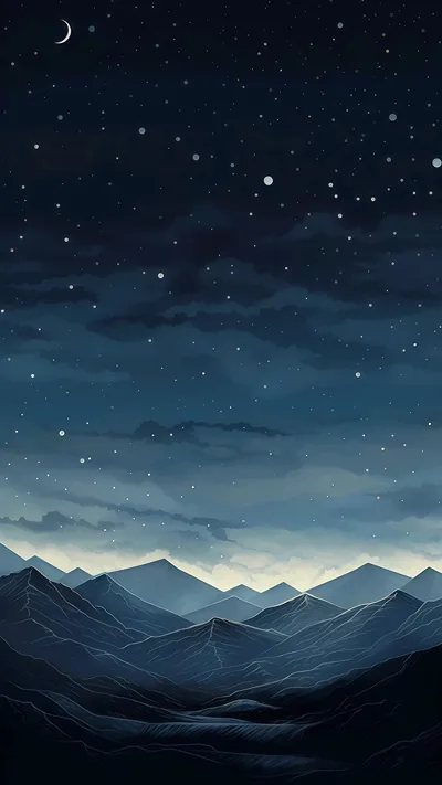 Starry Night Mountain Wallpaper 4K