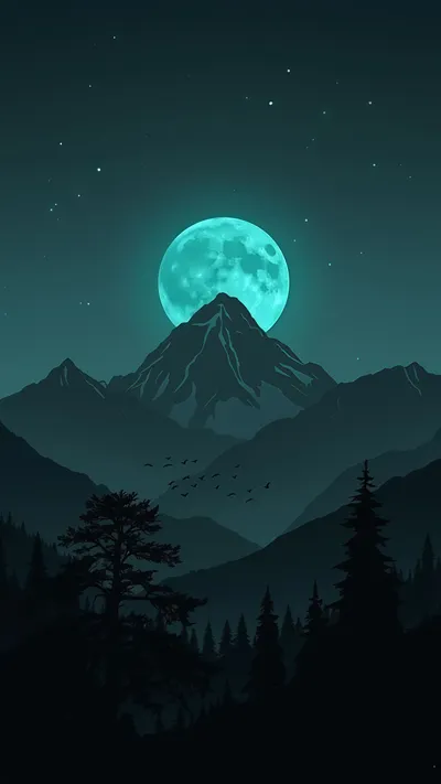 Full Moon Mountain 4k Wallpaper