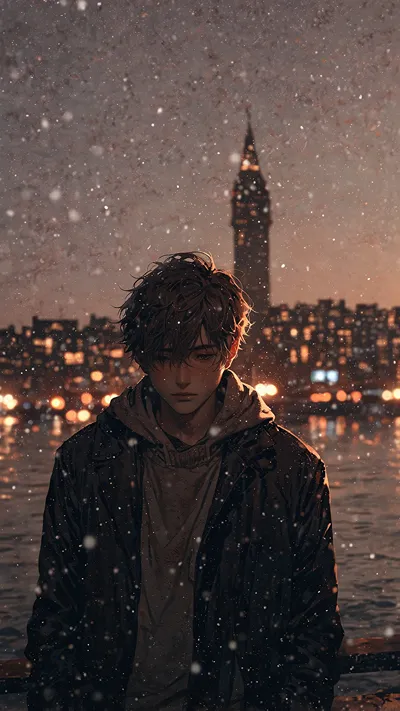 LONELY BOY IN A QUITE DARK SCENERY REMEMBERING HIS PAST