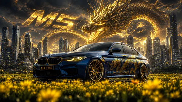 The bmw m5 x golden dragon for dekstop wallpaper